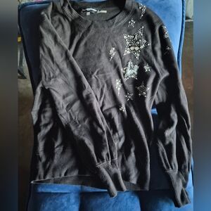 Karl Lagerfeld Black Sweater with Star Embellishments